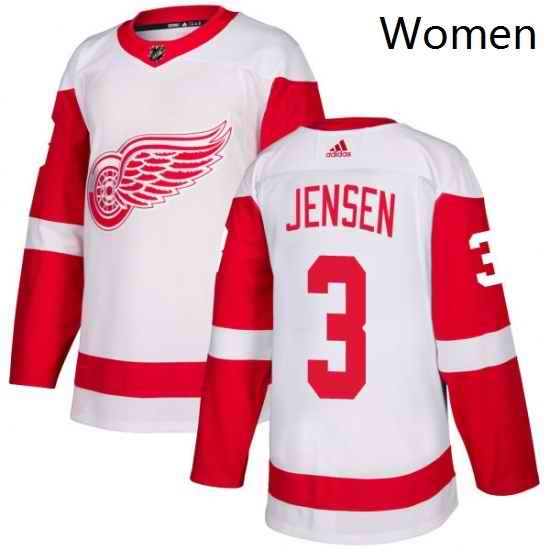 Womens Adidas Detroit Red Wings 3 Nick Jensen Authentic White Away NHL Jersey
